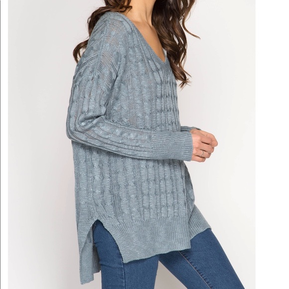 Lattice back cream cable knit sweater - Picture 7 of 7